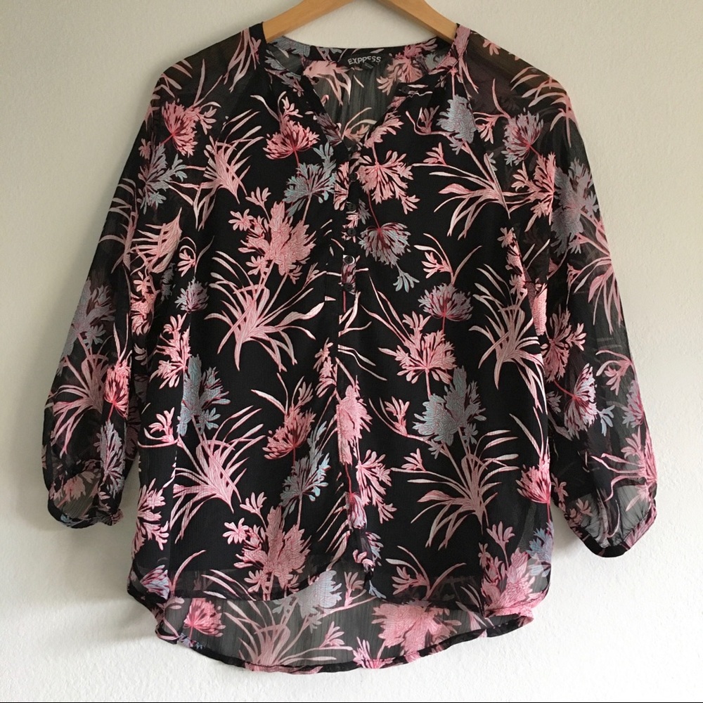 Black floral blouse